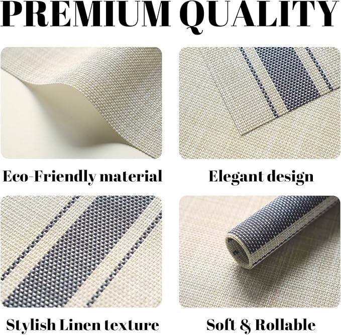 Placemats Set of 6 Vinyl/Plastic Woven Place Mats - Image 2