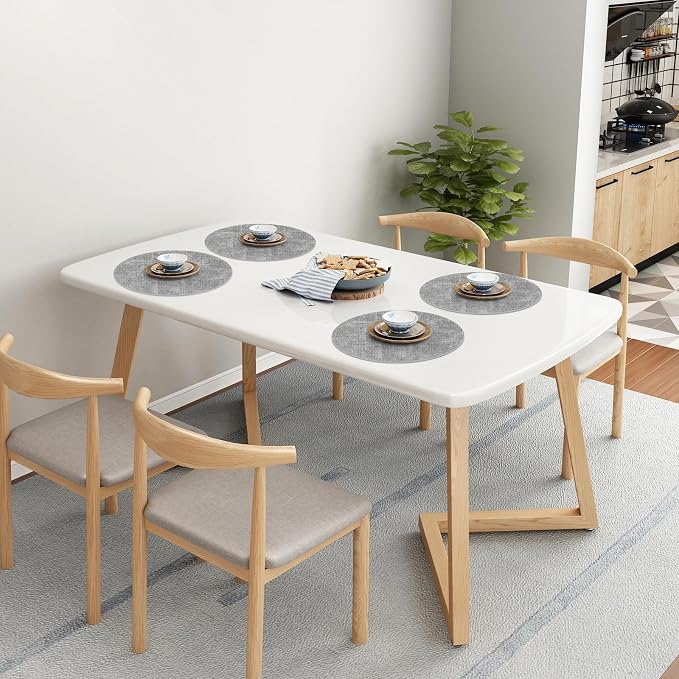 Homaxy Round Faux Leather Placemats and Coasters, Washable Dual-Side Table Mats - Image 9