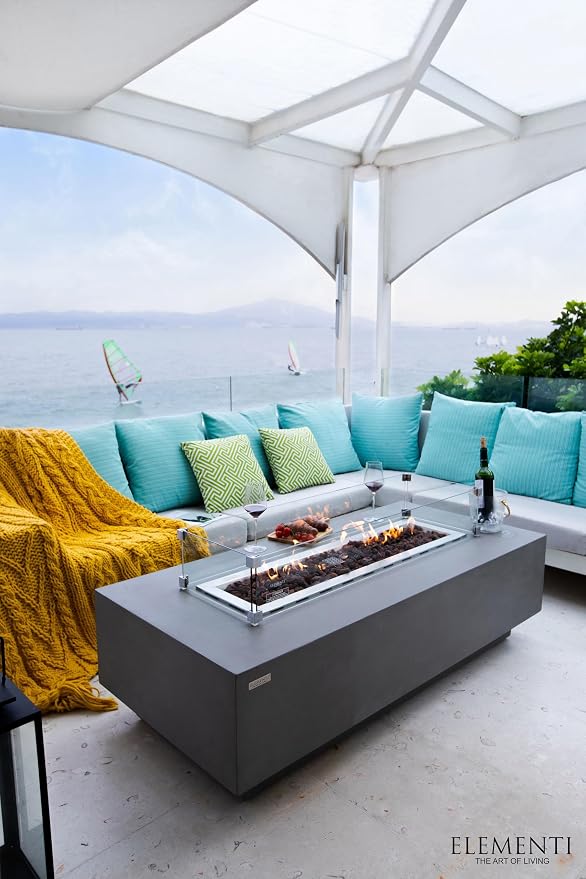 Elementi | Bundle Granville Gas Fire Pit Cast Concrete 60" Rectangular Fire - Image 7