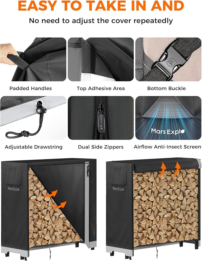 3ft Firewood Log Rack with Cover Outdoor, Heavy Duty Indoor Outdoor Firewood - Image 5