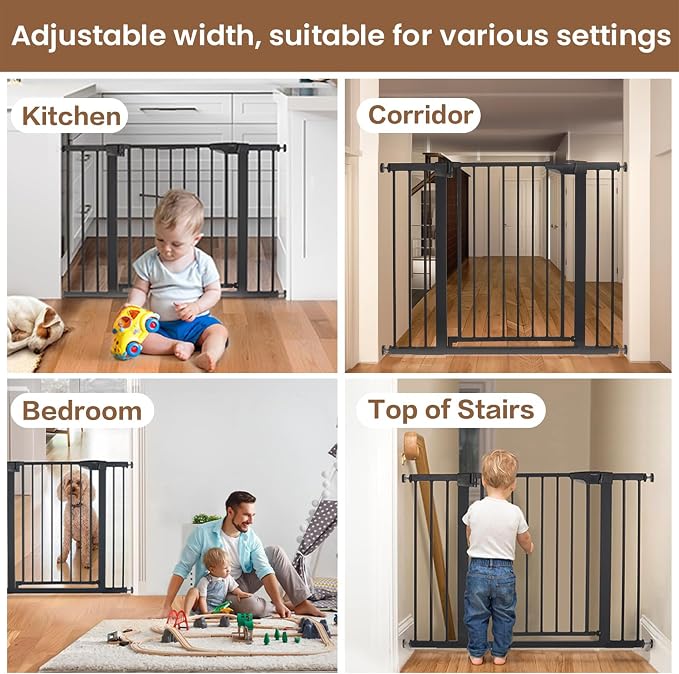 Mumeasy 29.6-46" Baby Gate for Stairs, Pressure Mounted Dog Gate for Doorways - Image 8