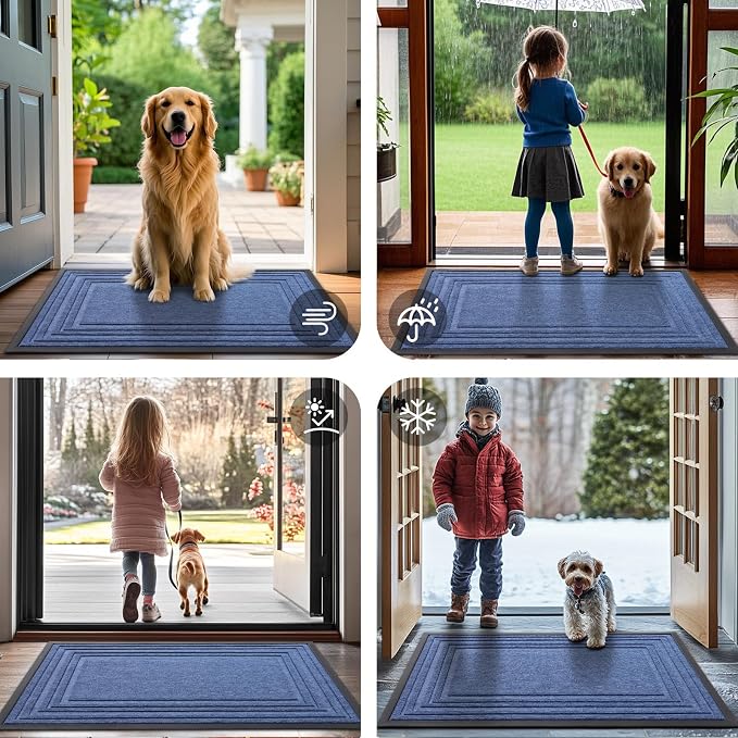 Buganda Front Door Mat Indoor Outdoor Entrance, Non-Slip Natural Rubber Doormats - Image 7