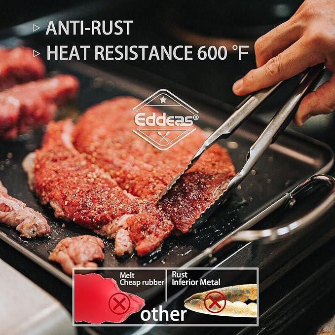Grill Tongs - BBQ Tongs Heat Resistant 600 Degrees, Heavy Duty Metal - Image 4