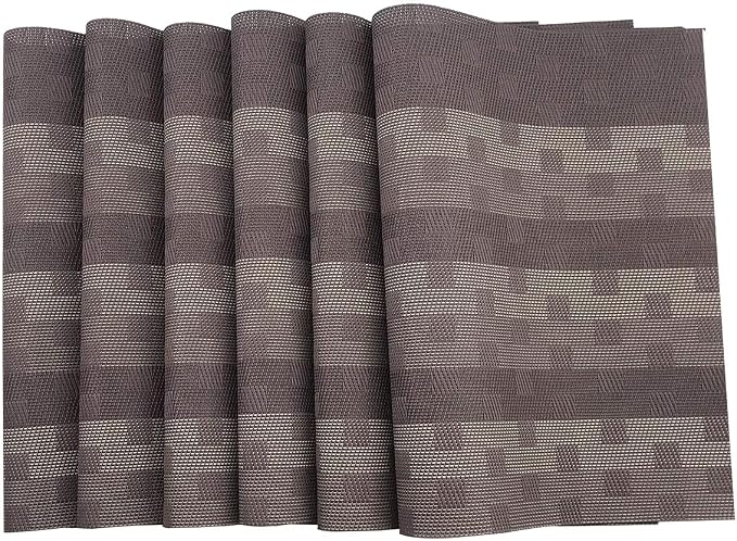 Gugrida Red Placemats 6pcs Placemats PVC Table Mats Woven Vinyl Placemats by Unknown