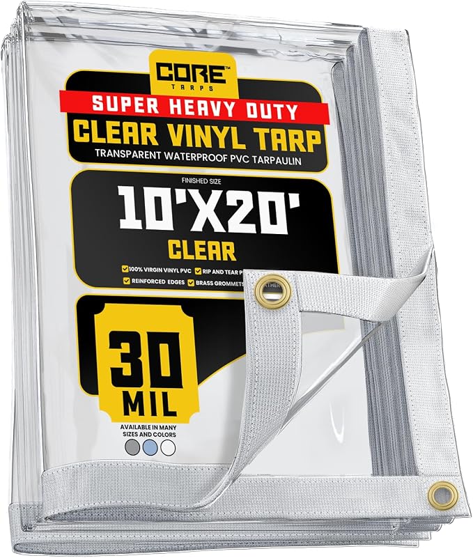 Core Tarps 30 Mil Extreme Heavy Duty Clear Tarp by CoreTarps