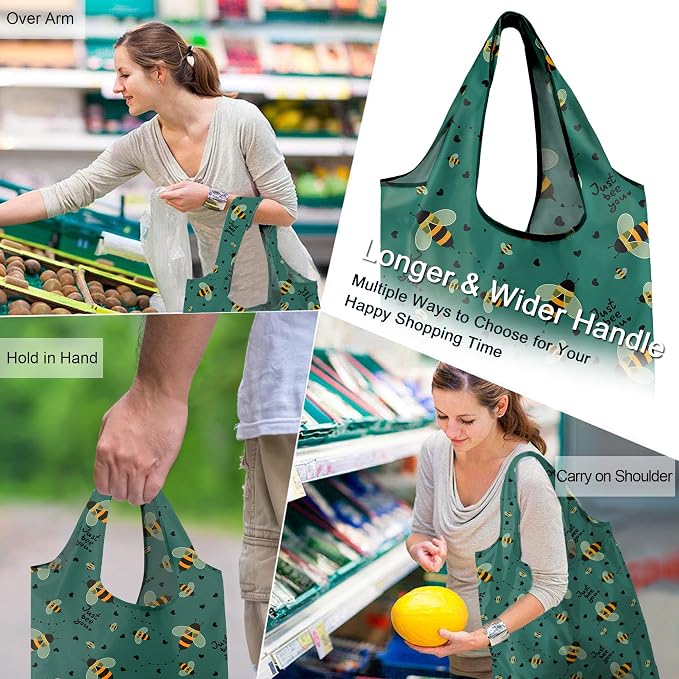 BeeGreen Animals Reusable Grocery Bags Bees Turtles Flamingo Peacock Alpaca - Image 5