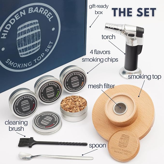 Whiskey Smoker Kits with Torch 4 Flavors Wood Chips Bourbon Cocktail Old - Image 3