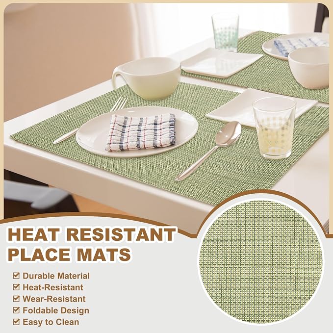 uxcell Faux Linen Placemats, 12x18 Inch Heat Resistant Place Mats Machine - Image 3