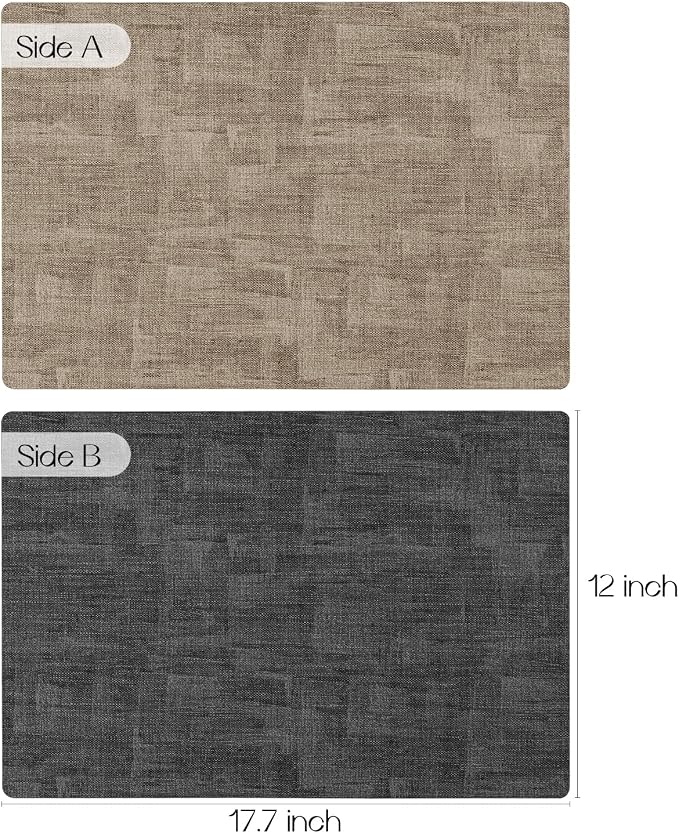 Romanstile Reversible Vinyl Placemats Set of 6, Faux Leather 100% Waterproof - Image 2