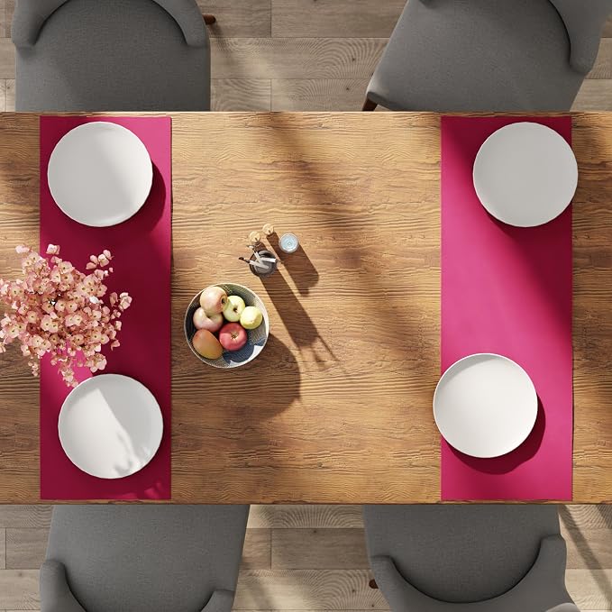 Encasa XO Table Runner 13"x36" Long | Cotton Canvas Fabric | Hot Pink Solid - Image 5
