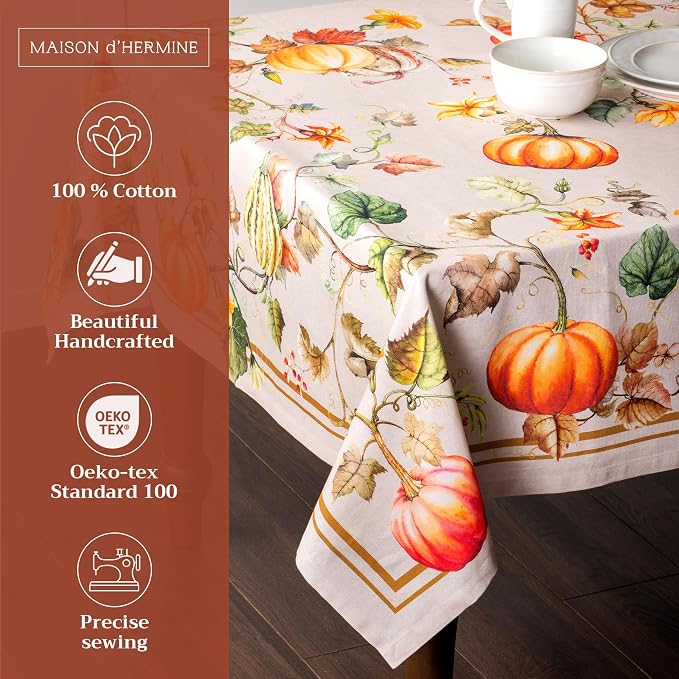 Maison d' Hermine Table Cloth Rectangle Table 100% Cotton 60 x 120 Inches Fall - Image 2
