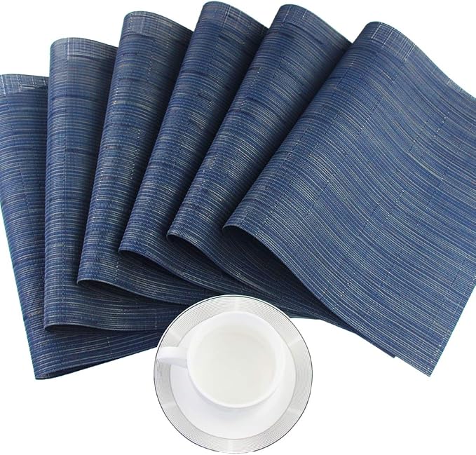 PIGCHCY Plastic Placemats, Washable Durable Vinyl Woven Table Mats, Elegant - Image 6