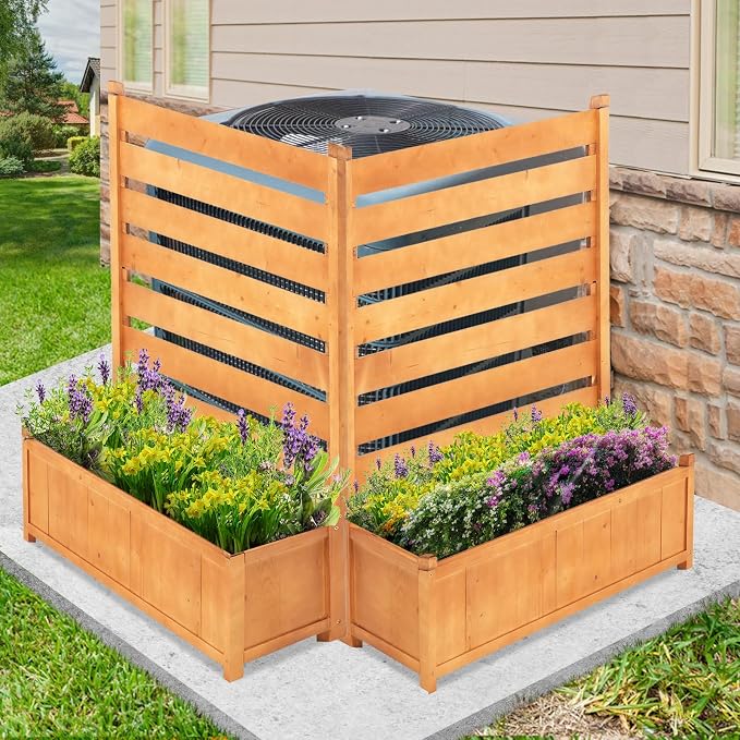 Air Conditioner Fence, Outdoor Wood Privacy Screens by Mosener