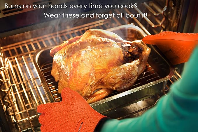 KITCHEN PERFECTION Silicone Smoker Oven Gloves -Extreme Heat Resistant BBQ - Image 3