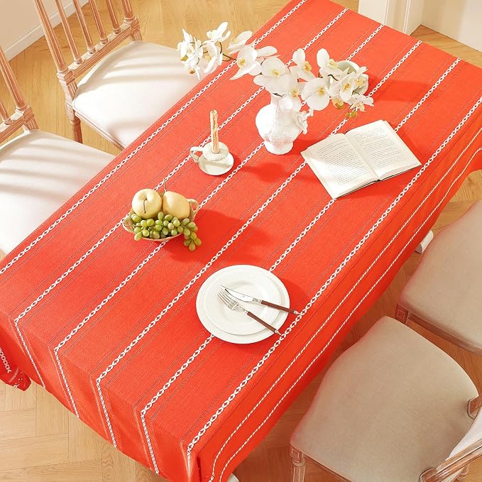 Chassic Farmhouse Style Linen tablecloths, Wrinkle Resistant Washable Dining - Image 5