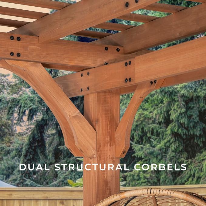 Backyard Discovery Beaumont 12' x 12' Traditional Cedar Wood Pergola Kit - Image 7