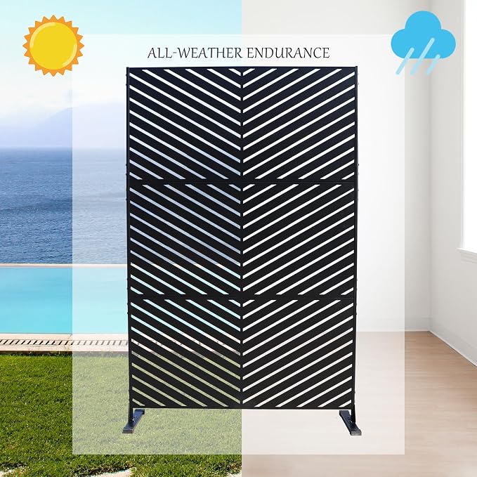 Kozyard Metal Privacy Screen 74" H x 47.2" W Decorative Outdoor Divider - Image 4