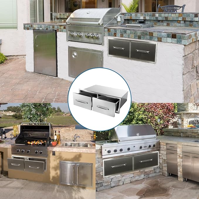 Outdoor Kitchen Drawers 30"Wx10"Hx20"D Flush Mount Access Horizontal 2-Drawer - Image 6