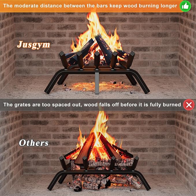 Fireplace Grate 17 Inch, Solid Steel Heavy Duty Fireplace Log Holder - Image 3