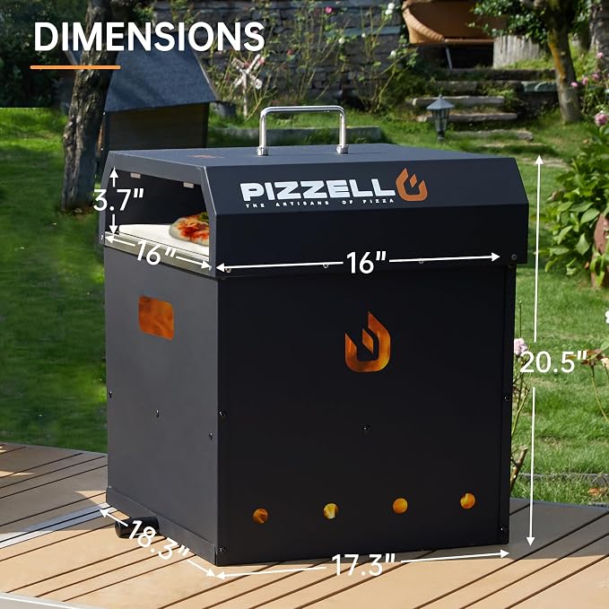 PIZZELLO 4-in-1 Outdoor Pizza Oven 16" Wood Fired Outside Oven 2-Layer - Image 9
