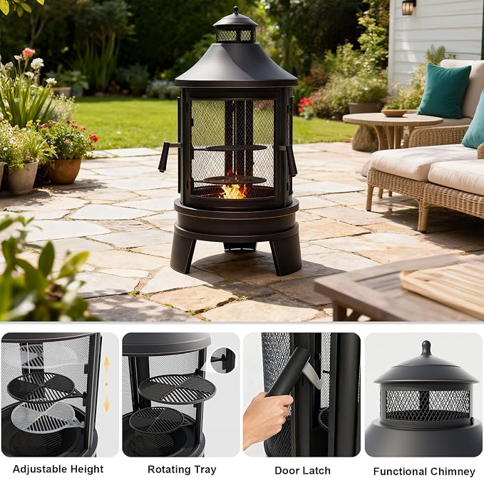 ALAULM Metal Chiminea Fire Pit - Image 4