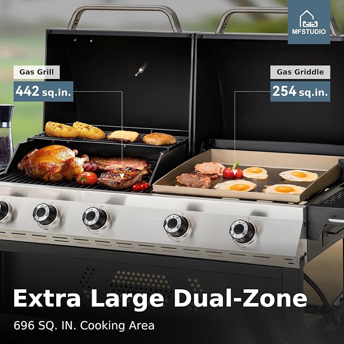 MFSTUDIO 5 Burner Gas Grill Griddle Combo - Image 3