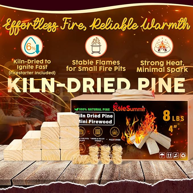 Mini Fire Stick with Fire Starters Gloves 4" Kiln Dried Pine Small Barkless - Image 2