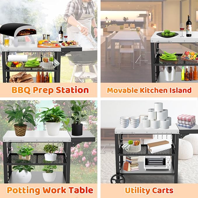 Outdoor Kitchen Island, Grill Table Cart - Image 6