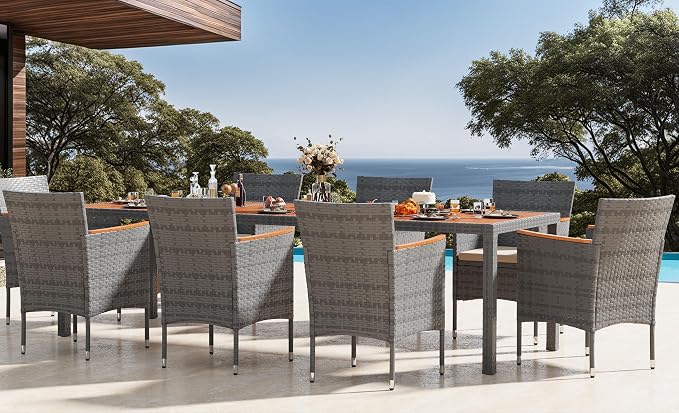 Devoko Outdoor Patio Dining Sets 9 Pieces Wicker Outdoor Dining Table and - Image 7