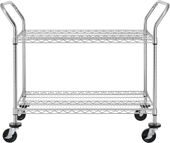Finnhomy 2-Tier Commercial Grade Rolling Cart, Heavy Duty Utility Cart - Image 6