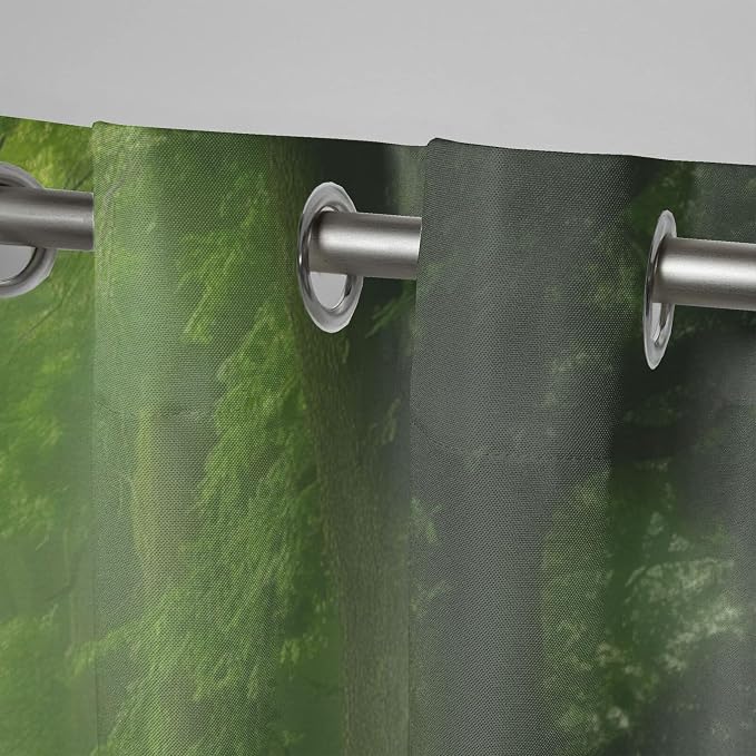 Forest Theme Outdoor Curtains for Patio Waterproof, Dawn Trees Jungle Pattern - Image 4