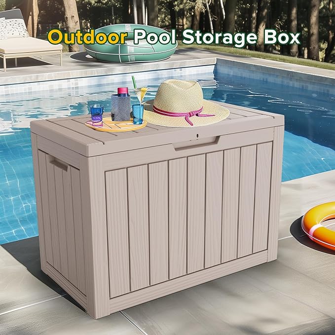 45 Gallon Outdoor Storage Box Waterproof Lockable Resin Deck Box Large - Image 3
