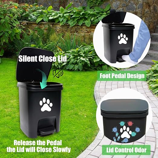 Dog Poop Trash Can Outside, Dog Waste Trash Can - 10L Black - Image 4