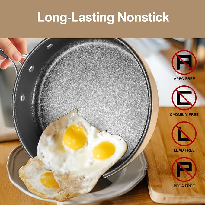 Odoland 15pcs Camping Cookware Mess Kit, Non-Stick Lightweight Pot Pan Kettle - Image 4