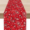 Red Paisley Table Runner, Rustic Damask Antique Floral Flower Retro Boho by Unknown