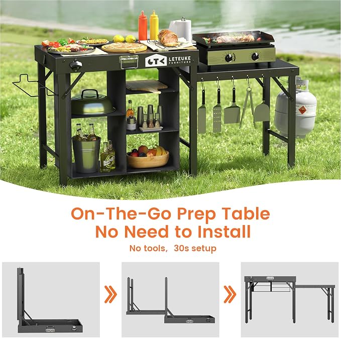 Leteuke Grill Table for Blackstone Griddle, Portable Foldable Grill Table - Image 2