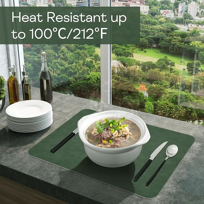 Faux Leather Placemats Set of 6 Table Mats Heat Resistant Reversible Place Mats - Image 5