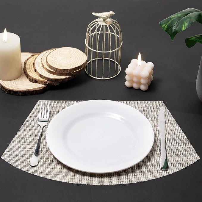 SHACOS Wedge Placemats Set of 8 Woven Vinyl Plastic Placemats - Image 3
