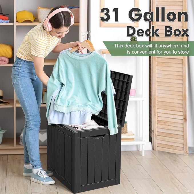 31 Gallon Outdoor Storage Deck Box Waterproof, Garden Tool, Backyard Cushion - Image 3