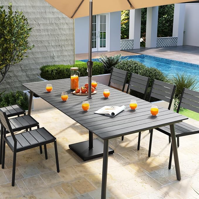 95" Patio Outdoor Dining Table for 8-10, Weather-Resistant Aluminum Frame - Image 7