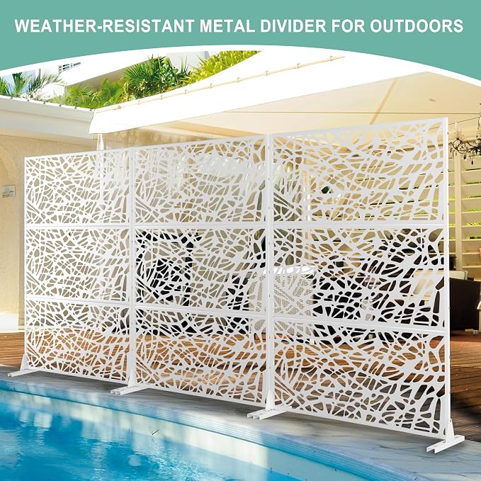 Metal Privacy Screen for Outdoor & Indoor Use, Free Standing Privacy Screen for - Image 5
