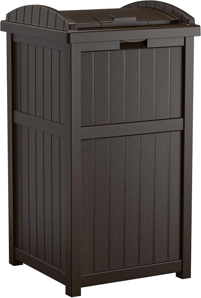 Suncast 2 Pack 33 Gallon Durable Plastic Hideaway Outdoor Garbage Can - Image 2