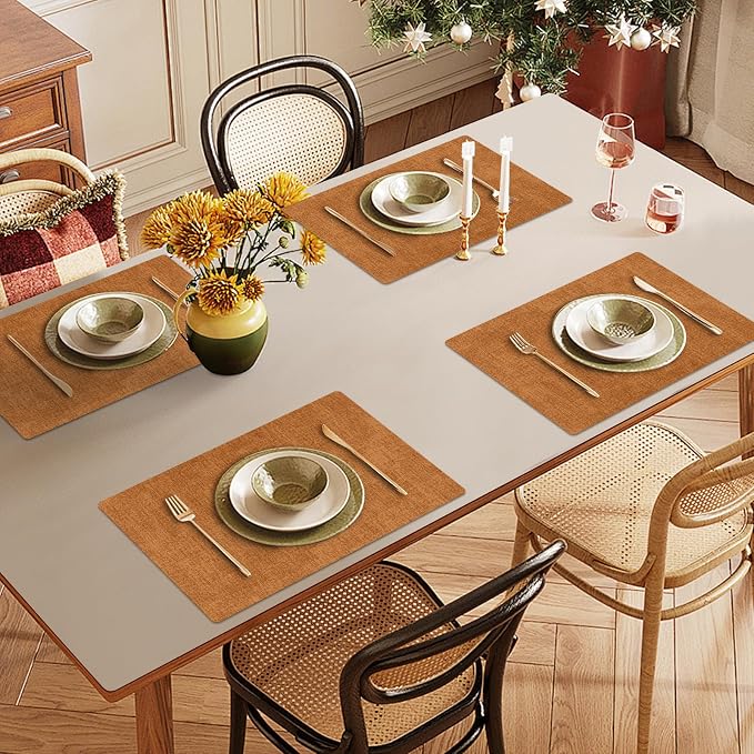Faux Leather Heat Resistant Fall Placemats Set of 4 – Waterproof Oilproof - Image 6