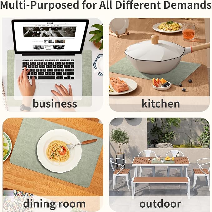 Maxpearl Faux Leather Placemats Set of 8 – Waterproof, Wipe Clean, Heat - Image 4