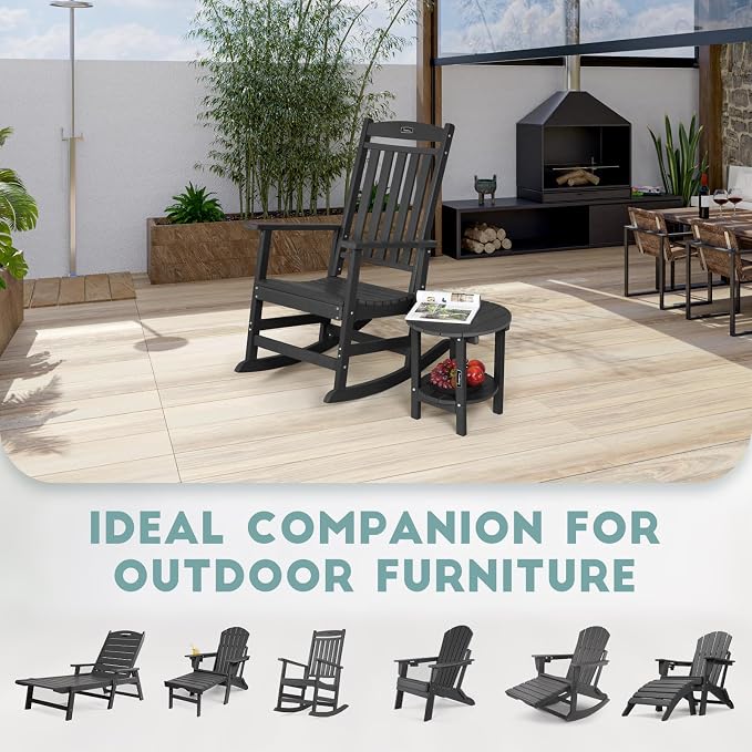 FUNBERRY Outdoor Adirondack Side Table Set of 2, 2-Tier Patio End Tables - Image 8
