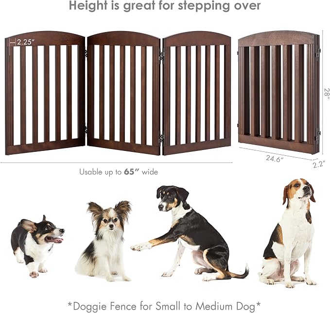 SPIRICH Wooden Freestanding Foldable Dog Gate, Pet Gate Indoor, Dog Gates - Image 5