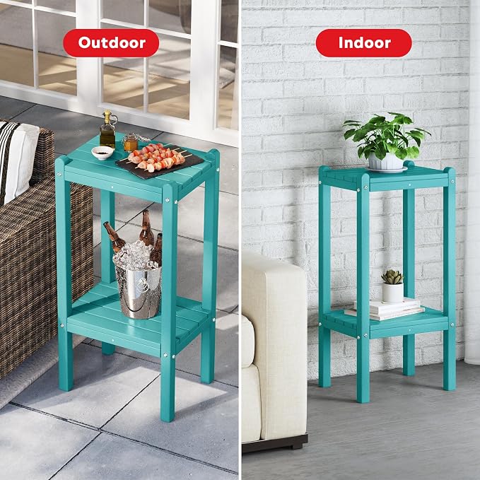Costaelm Outdoor Side Table, 2-Tier Small Patio Coffee Tables - Image 4
