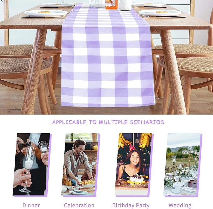 Fabric Checkered Table Runner 6 Pack Waterproof Gingham Table Runner 14W x 108L - Image 3