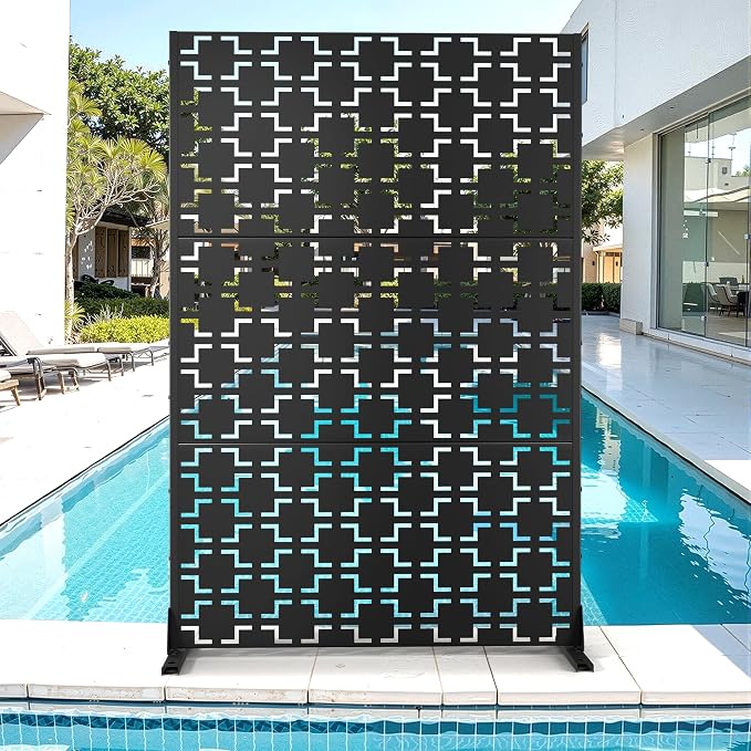 Metal Privacy Screen for Outdoor & Indoor Use, Free Standing Privacy Screen for by Unknown