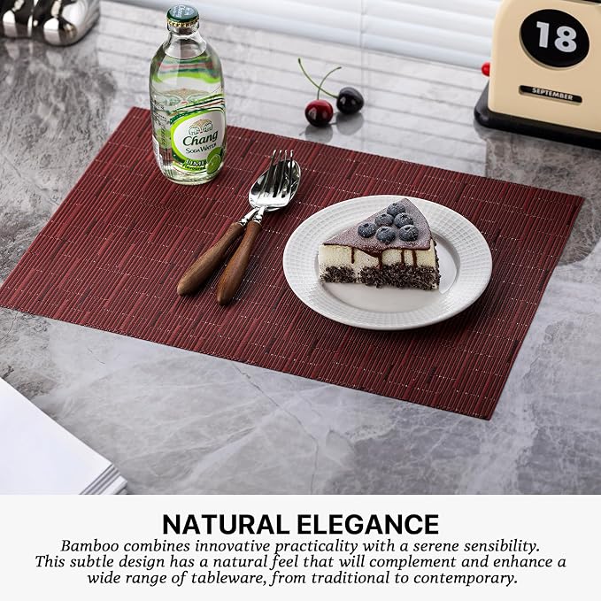 LEXMORE Placemats Set of 6 Vinyl/Plastic Woven Place Mats - Image 3